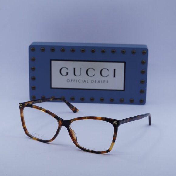 Gucci GG0025O 016 Cat Eye Eyeglasses - Havana 58mm - Picture 1 of 10